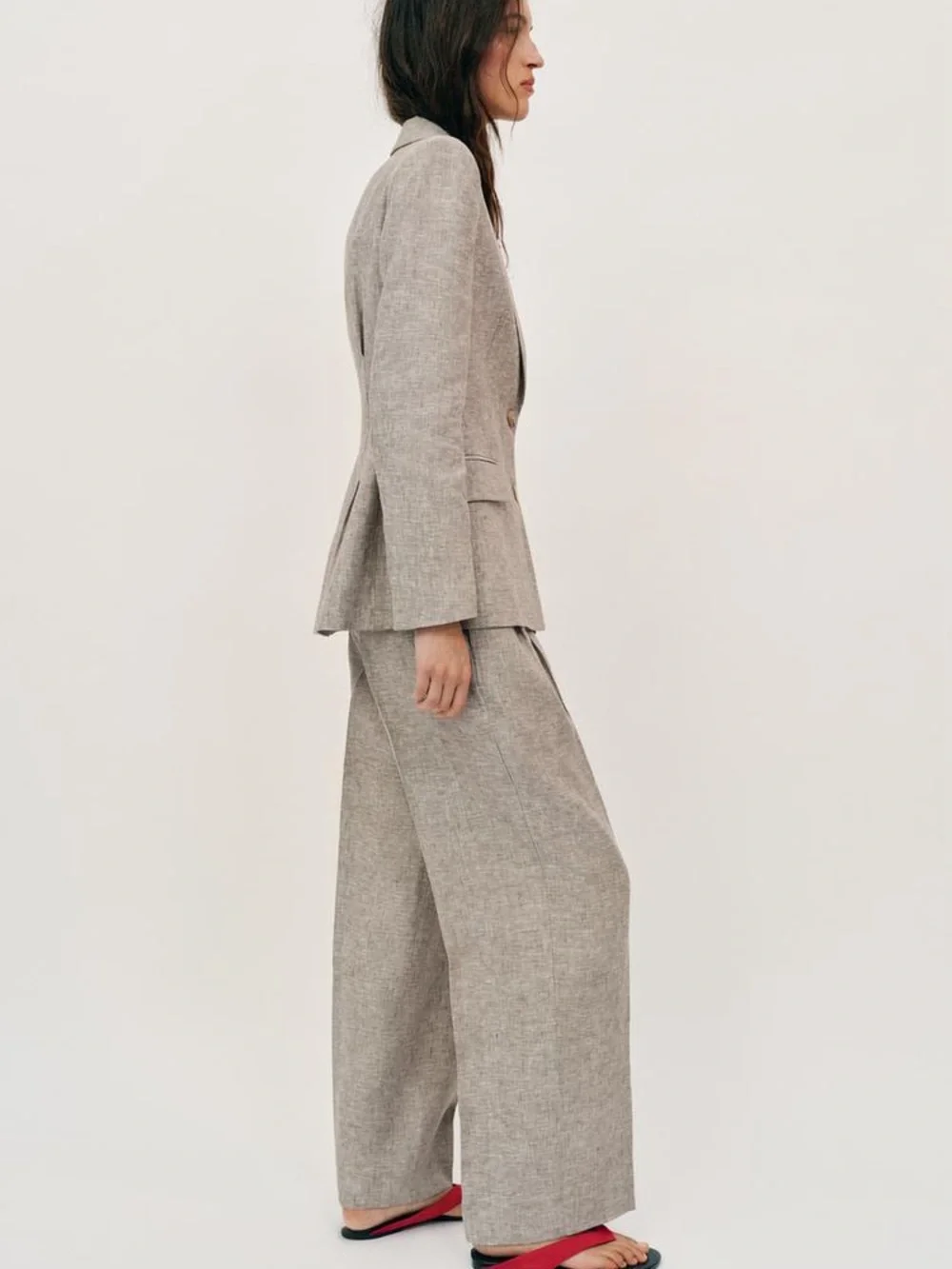 NWT. Zara Sand/Marl Straight Leg Pants/Trousers. Size M.